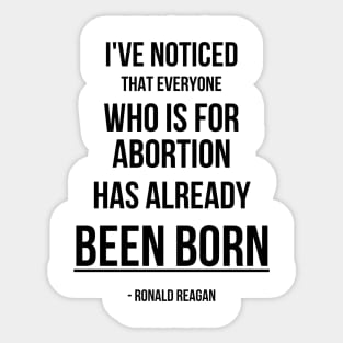 Funny Reagan Pro-Life Quote Light Sticker